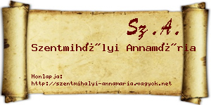 Szentmihályi Annamária névjegykártya